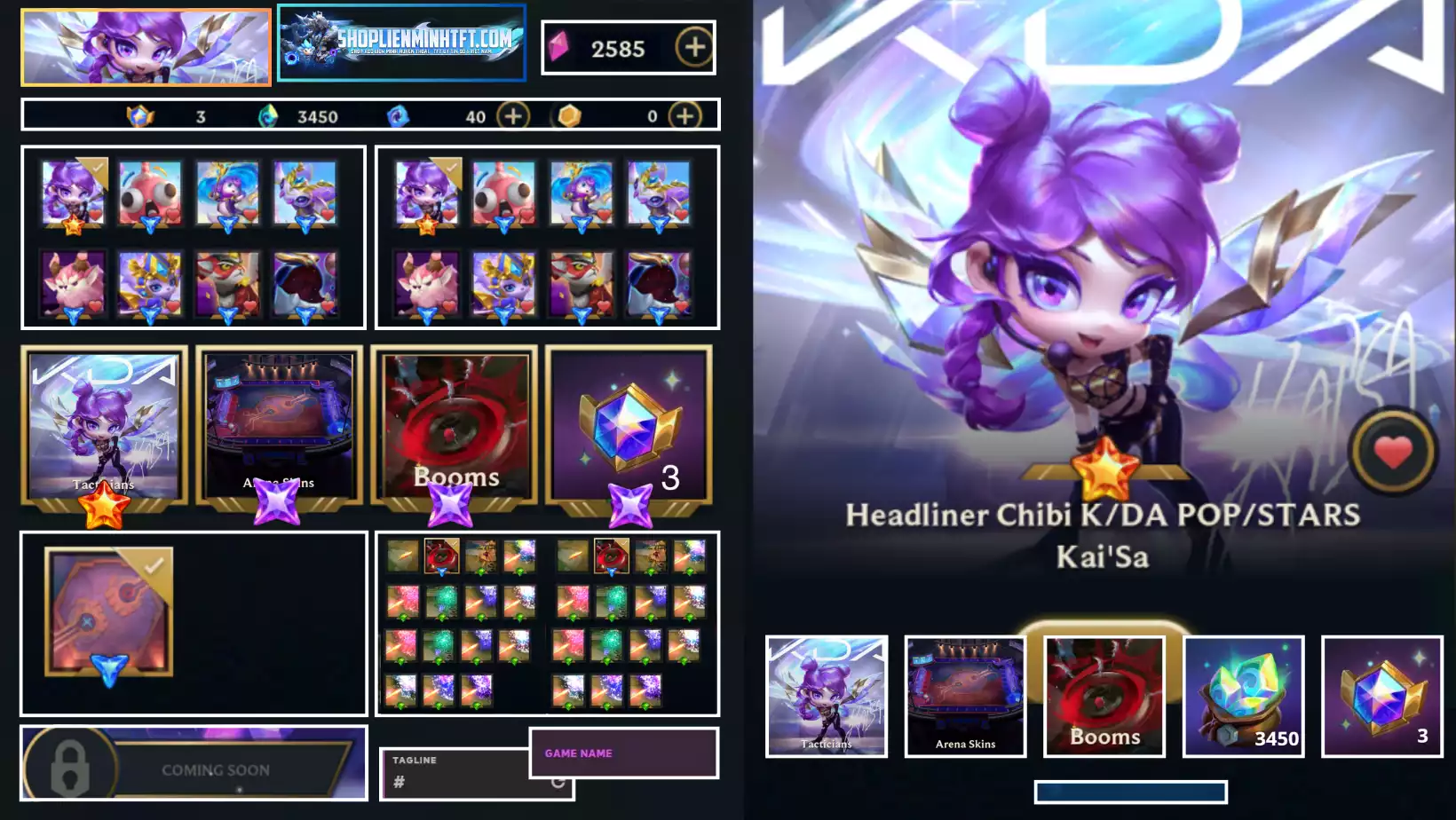 🌟K/DA POP/STARS Kai&#039;sa Siêu Sao Tí Nị - HÀNG HIỆU 🌟 💠 Sân chưởng đầy đủ – combo cực đẹp khi ra quân 💎 Dư 3 Huy Chương ✨ 2400 Pha lê TFT – sẵn sàng đổi sàn/sân mới